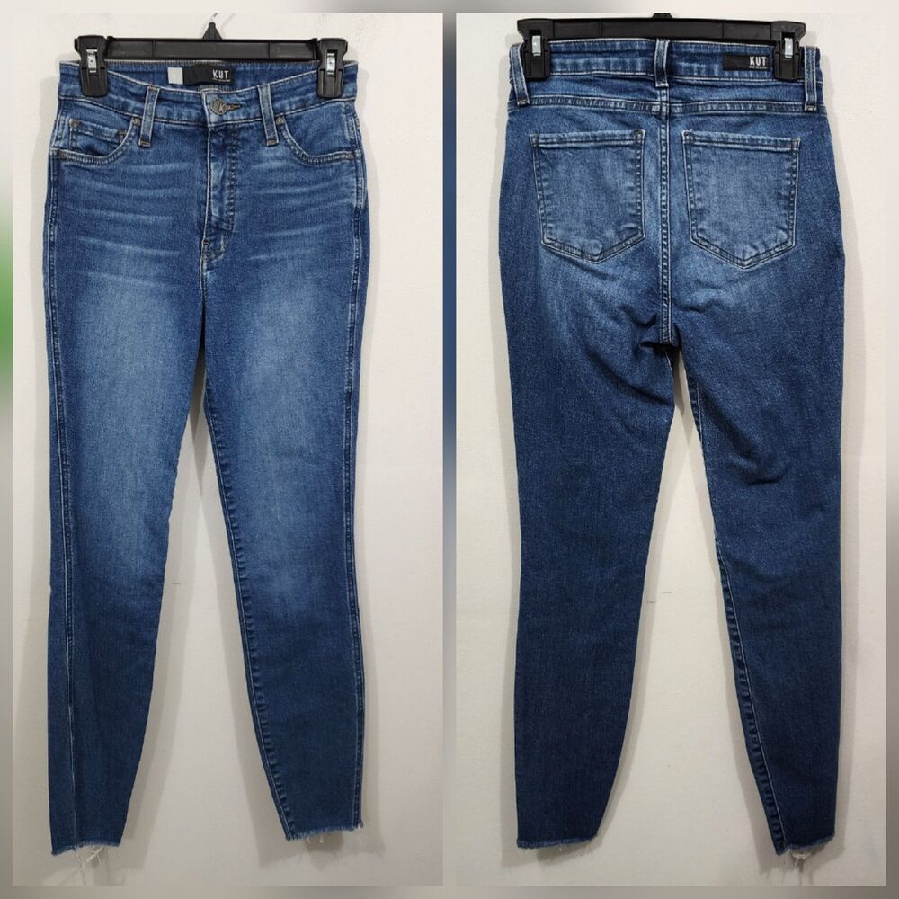 Kut From The Kloth Connie High Rise Fab Ab Skinny Jean Medium Wash Stretch Sz 00